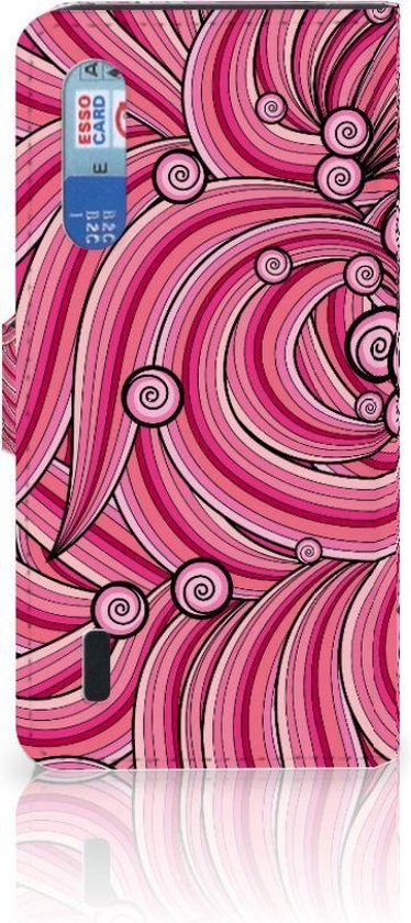 PU Etui Housse en PU Cuir Portefeuille de Protection Xiaomi Mi 9 Lite Coque Téléphone Swirl Pink