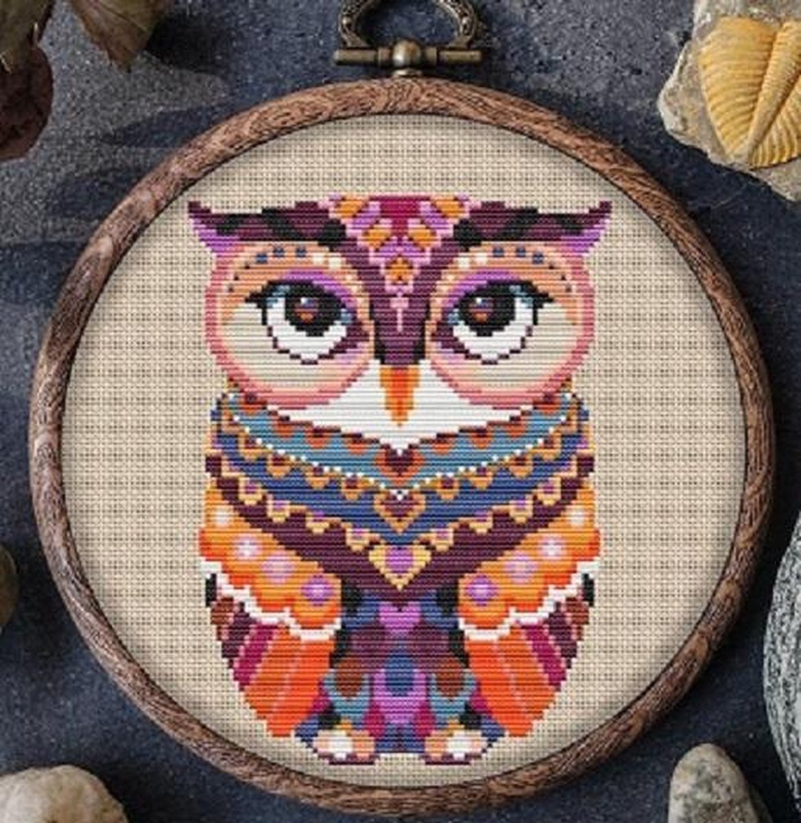 Borduurpakket MANDALA UIL - telpatroon om zelf te borduren – ook geschikt voor beginners