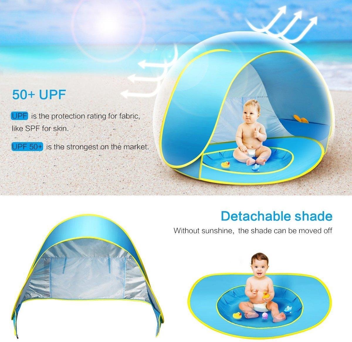 inhoud passage Slagschip Strand Baby Tent Met Zwembad - Blauw - UPF 50+ UV Werend - Waterdicht - Pop  Up | bol.com