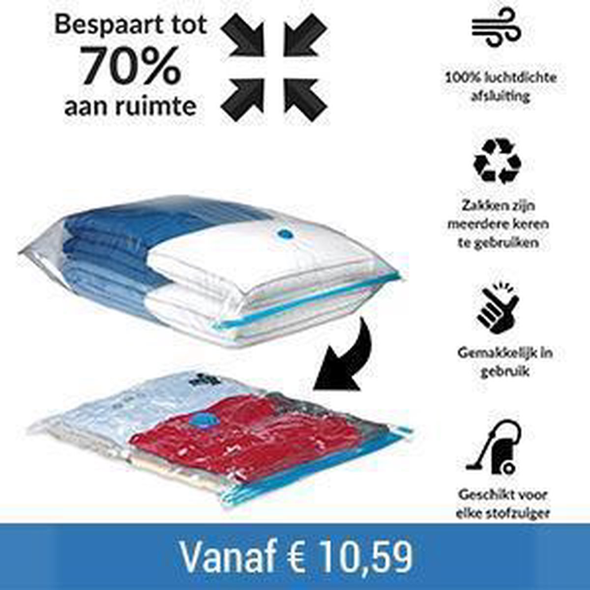 Goodivery ® 4 stuks vacuümzakken, opbergzakken voor op reis, 2XL (120 x