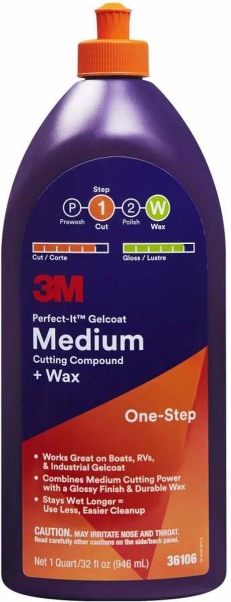 3M Perfect It Gelcoat Medium Cutting Compound + Wax 946ml
