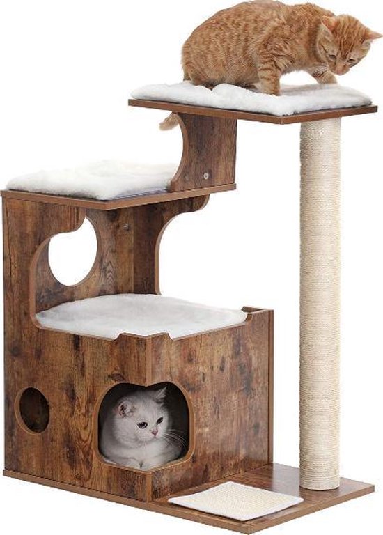 MIRA Home - Krabpaal voor Katten - Duurzaam Houten Ontwerp - Sisal  Bekleding - 66x42x88 cm | bol.com