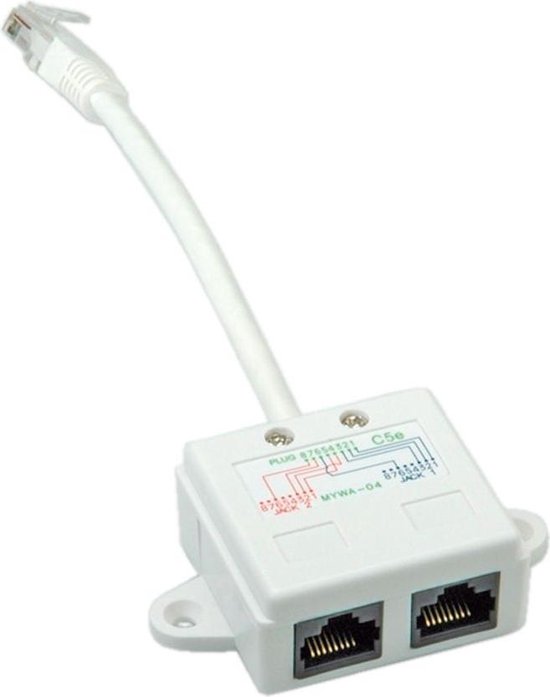 UTP CAT5 RJ45 combiner/splitter (versie 2) 0,15 meter bol