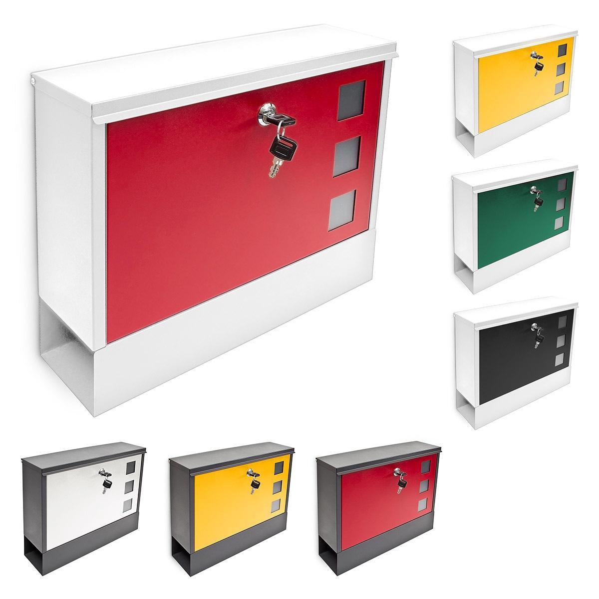 Brievenbus in modern design V15 wit met krantenvak postbox mailbox krantenrol poedergecoat