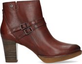 No Stress - Dames - Cognac enkellaarsjes met hak met gespjes - Maat 38