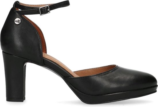 | No Stress Dames Zwarte leren pumps met Leren pumps met open neus | Dames | MANFIELD | Hakken, Pumps