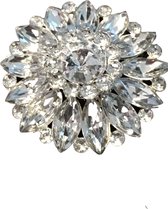 Petra's Sieradenwereld - Broche bloem zilverkleurig met strass (50223557)