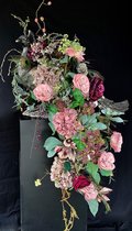 Seta Fiori - zijden bloemen - kunst boeket- vaas - incl pauwen vaas -