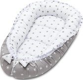 Babynest - Babynestje - Draagbare nest - Dubbelzijdig - 60 x 105 cm - 100% katoen - Grey stars
