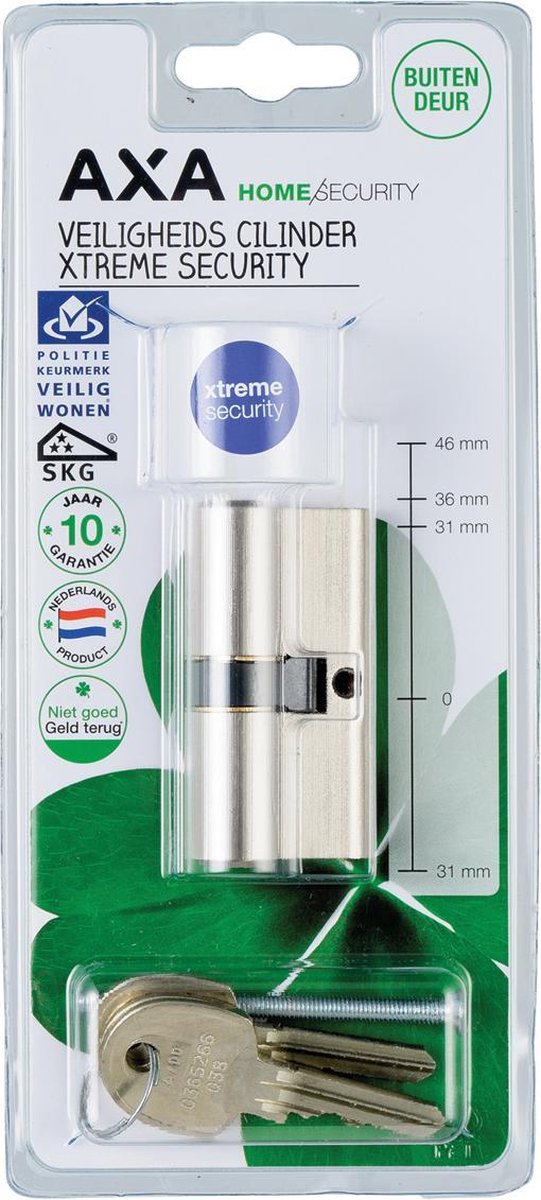 AXA Dubbele Veiligheidscilinder (Xtreme Security): 30-30 mm, incl. 3