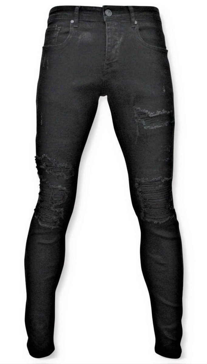 Ripped Heren Jeans - Spijkerbroek Versleten - D3080 - Zwart | bol.com