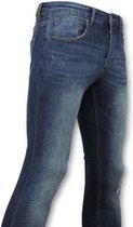 Skinny Basic Jeans - Man Spijkerbroek Washed - D3021 - Blauw