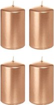 4x Rosegouden cilinderkaarsen/stompkaarsen 5 x 8 cm 18 branduren - Geurloze rose goudkleurige kaarsen – Woondecoraties