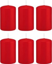 6x Rode cilinderkaarsen/stompkaarsen 5 x 8 cm 18 branduren - Geurloze kaarsen - Woondecoraties