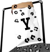Opbergzak kinderkamer leopard met voorletter Y-Paperbag speelgoed-60x30cm