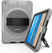 360 graden draaibare, rugged case geschikt voor iPad 9.7 (2017 & 2018) met screenprotector grijs, zeer geschikt voor Horeca, Retail en School