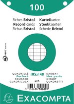 20x Pak 100 steekkaarten in folie - bristol geruit 5x5 geperforeerd - 105x148mm, Wit