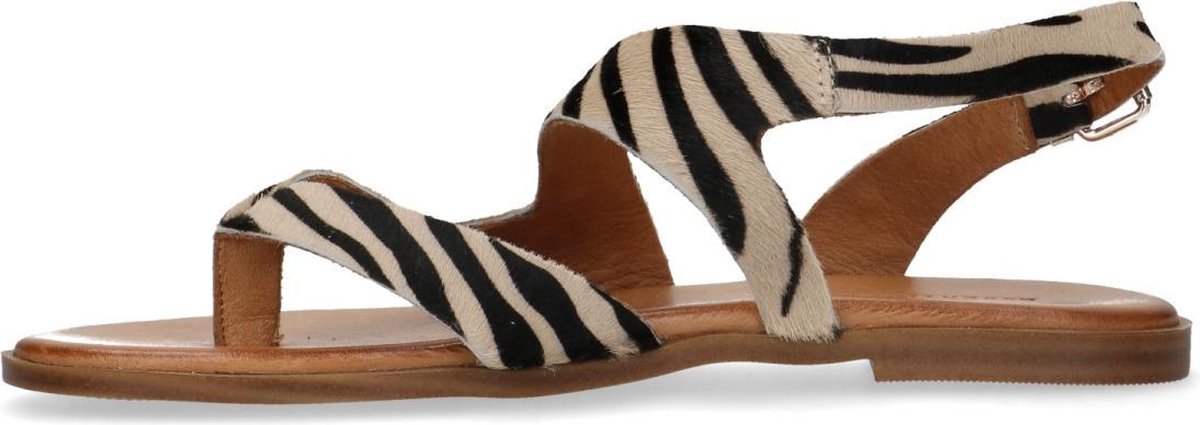 Sacha - Dames - Leren sandalen met zebraprint - Maat 40 | bol.com