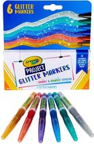 Crayola - Project Lijn - Glitter markers voor kinderen - 6 stuks