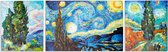 Canvas Schilderijen -Muurdecoratie woonkamer- Handgeschilderd - 3-Luik Inspiration of Vencent van Gogh (Cypresses, Starry Night, Silent Evening) - 190X60 cm