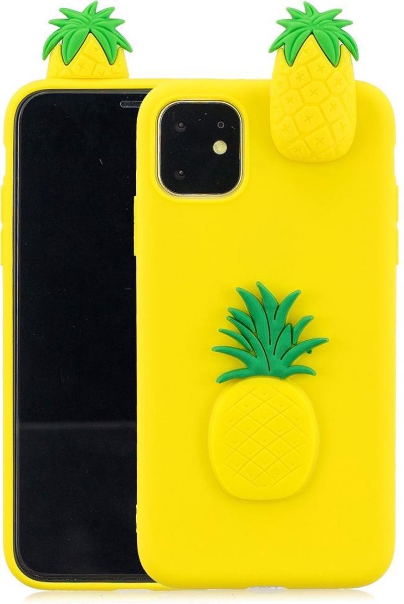 Speelse softcase met 3D ananas voor iPhone 11 Pro 5.8 inch - Geel