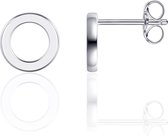 Gisser Jewels - Oorbellen - Oorstekers Cirkel open Glad - 9mmØ - Gerhodineerd Zilver 925