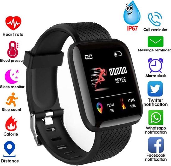 Smart Armband Bloeddruk Meting Waterdicht Fitness Tracker Horloge  Hartslagmeter... | bol.com