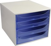 Ladenblok ECOBOX - 4 laden - A4+, Grijs/ijsblauw transparant