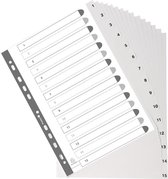 20x Tabbladen met bedrukte tabs in PP - 15 tabs - 1 tot 15 - A4, Wit
