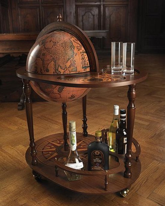 Laan Waterig Glad Houten globebar met serveertafel - Giasone - drank wereldbol - ∅40 cm |  bol.com