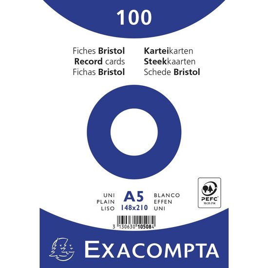 Exacompta systeemkaart blanco - A5 - wit - 100 stuks - Exacompta