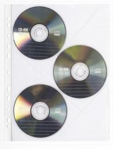 25x Pak van 10 geperforeerde showtassen voor CD's 3 vakjes glad PP 11x100ste - A4, Transparant