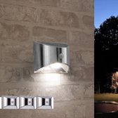 Solar wandlamp buiten 'Flint' - Voordeelset 3 stuks - Koud wit licht - Tuinverlichting op zonne-energie - Luxe wandlamp - RVS