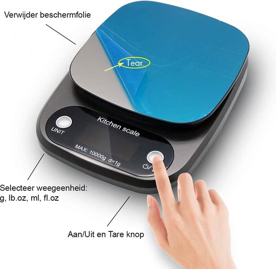 Balance de cuisine Balance numérique de précision - 0 à 3000 grammes - avec fonction tare - noir