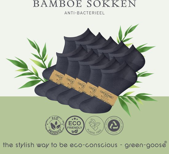 green-goose® Luxe Bamboe Sneakersokken | 10 Paar | 44 - 46 | 100% Bamboe | Duurzaam | Anti-Zweet | Heerlijk Zacht