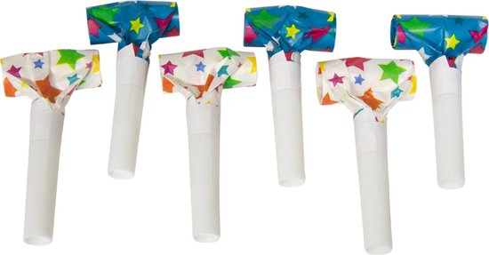 Meerkleurige Sterren Roltongen 24cm - 6 stuks