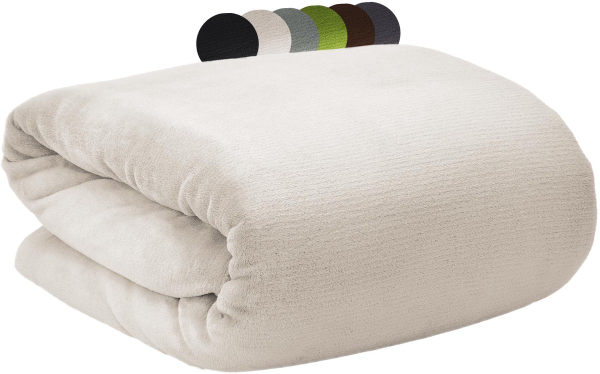 Beautissu Aurelia – Zacht Fleece Deken 150 x 200 cm – Fleece Plaid Natuur