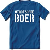 T-Shirt Knaller T-Shirt|Trots op de boer / Boerenprotest / Steun de boer|Heren / Dames Kleding shirt|Kleur Blauw|Maat L