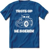 T-Shirt Knaller T-Shirt|Trots op de boeren / Boerenprotest / Steun de boer|Heren / Dames Kleding shirt Trekker / Tractor|Kleur Blauw|Maat L
