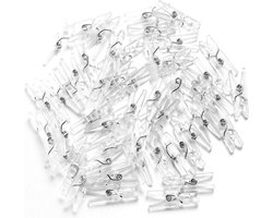 FSW-Products - Kleine Mini Knijpers - 50 STUKS - Transparant - Knijpertjes - Fotoknijpers - Geboorte Wasknijpers - 2.5 CM - Kaartknijpers - Foto knijpers - Knijper om foto's aan op te hangen - Wasknijpers - Kerstkaart hangers - Polaroid - Decoratie
