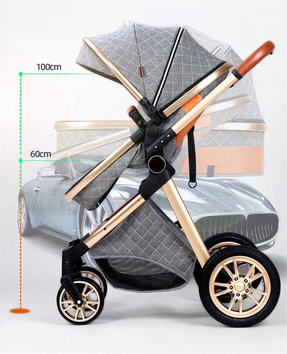 3 en 1 Poussette Combinée Poussette Canne Poussette Citadine Landau  Poussette Nouveau-né Portable Voyage Chariot Bébé Buggy Pliable Luxe Haut  Paysage Bébé Landau (225 Khaki) : : Bébé et Puériculture