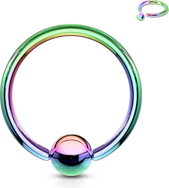 Piercing titanium ringetje regenboog kleuren - LMPiercings NL