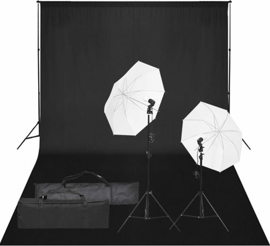 VD Fotostudioset met lampen, achtergrond en reflector 600 x 300 cm