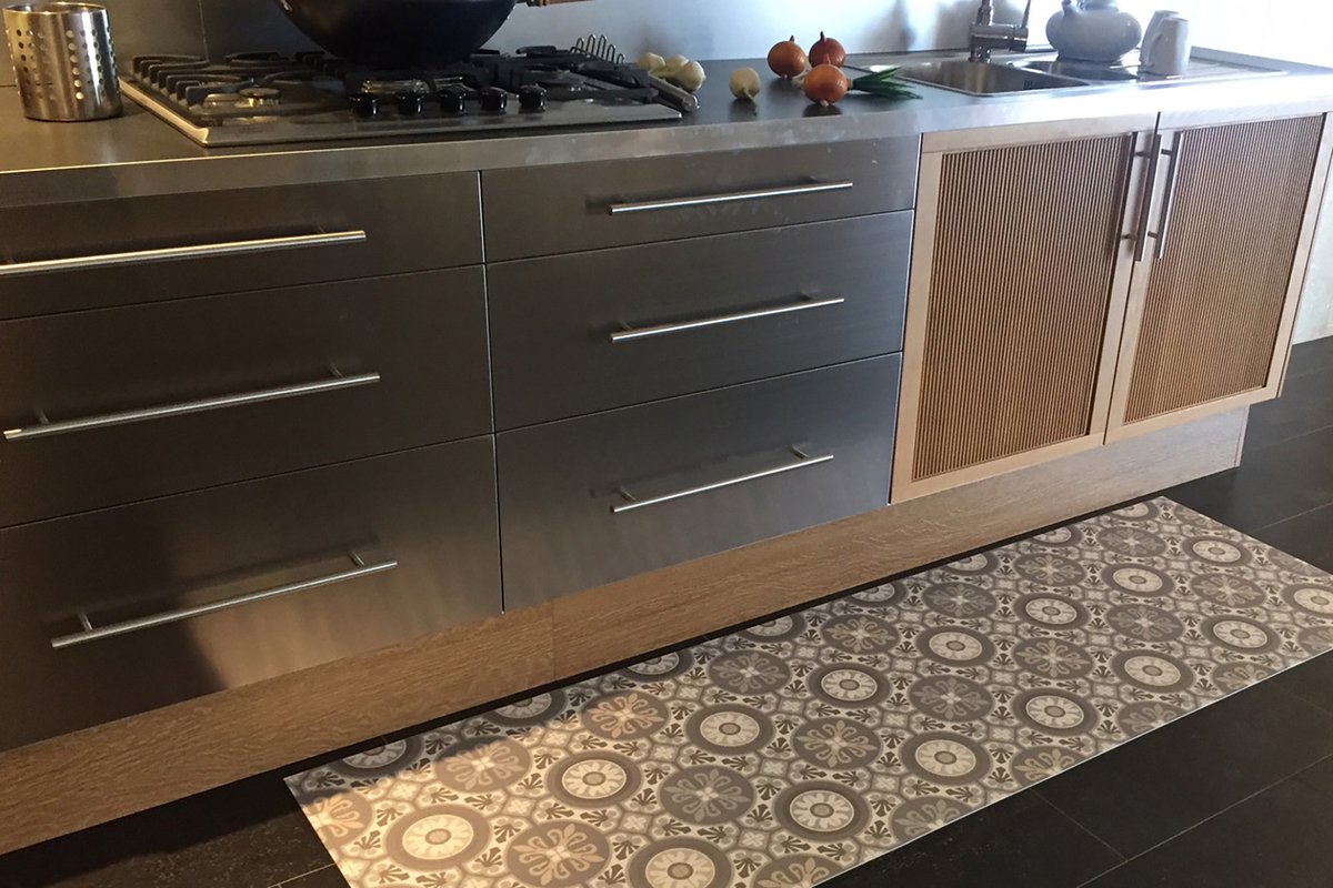 JYG Vinyl Keukenloper Mechelen - 60x150 cm Grijs - Beige
