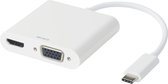DELTACO USBC-HDMI16, station d'accueil USB-C, HDMI / VGA / Audio / USB-C, 100 W USB-C PD 3.0, blanc