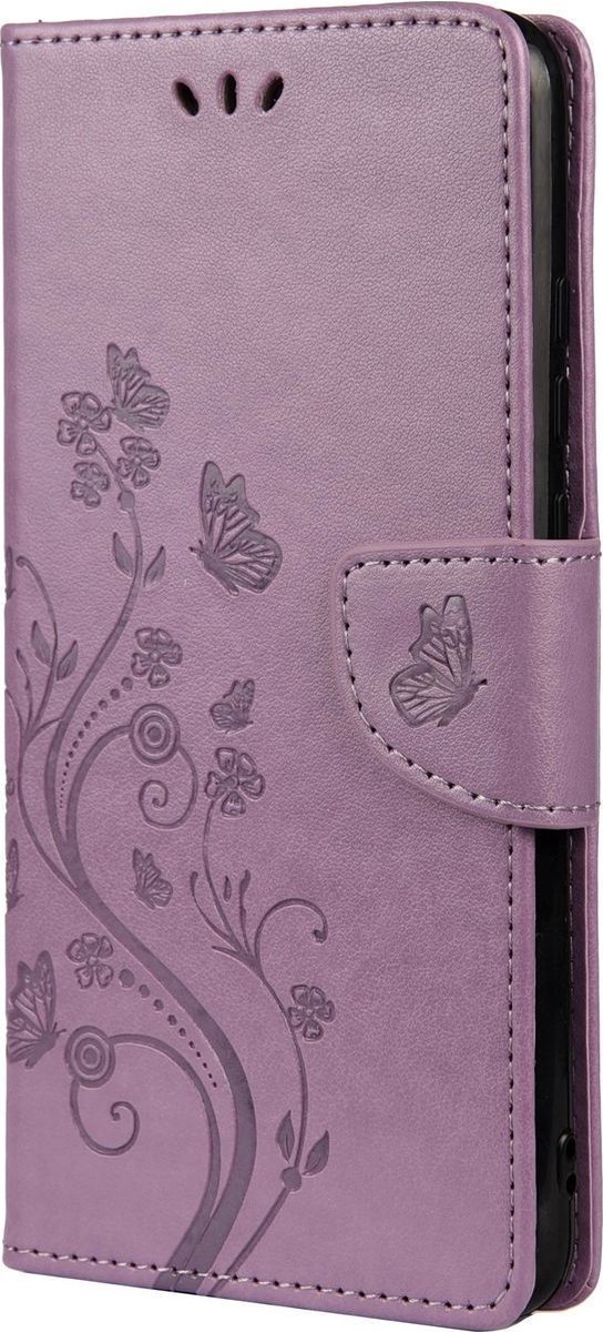 Mobigear Telefoonhoesje geschikt voor Samsung Galaxy A53 Hoesje | Mobigear Flowers Bookcase Portemonnee | Pasjeshouder voor 2 Pasjes | Telefoonhoesje voor Pinpas / OV Kaart / Rijbewijs - Paars