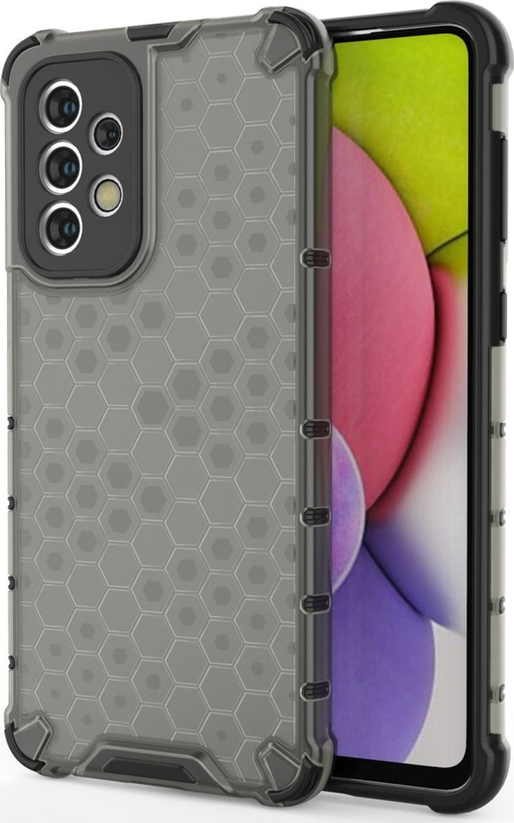 Mobigear Hoesje geschikt voor Samsung Galaxy A33 Telefoonhoesje Hardcase | Mobigear Honeycomb Backcover Shockproof | Schokbestendig Galaxy A33 Telefoonhoesje | Anti Shock Proof - Zwart