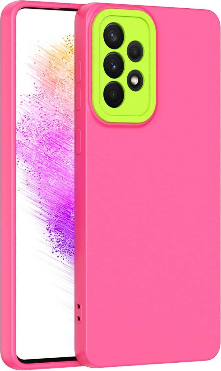 Mobigear Hoesje geschikt voor Samsung Galaxy A73 Telefoonhoesje Flexibel TPU | Mobigear Colors Backcover | Galaxy A73 Case | Back Cover - Roze