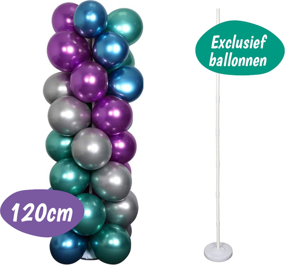 Ballonnen Pilaar – Ballonnenpilaar – Ballonstandaard – Ballon Standaard / Statief en Houder – Ballonstokjes – Huwelijk – Feestje – Verjaardag – Ballonboog / Ballonnenboog – Wit - 120 cm - Merkloos
