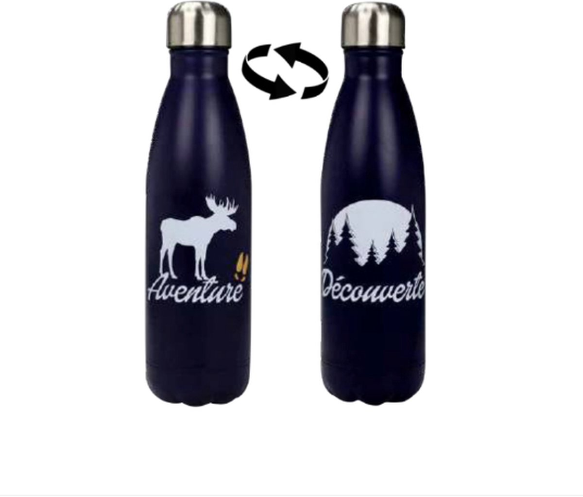 RVS thermosfles - blauw - Alaska - aventure - découverte - 500 ml - waterfles - drinkfles - sport